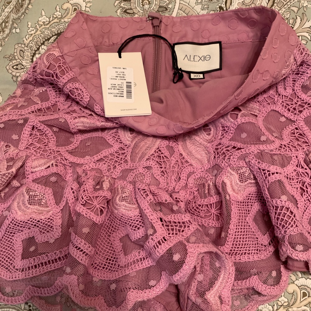 Alexis brand lilac Inka lace shorts, XS